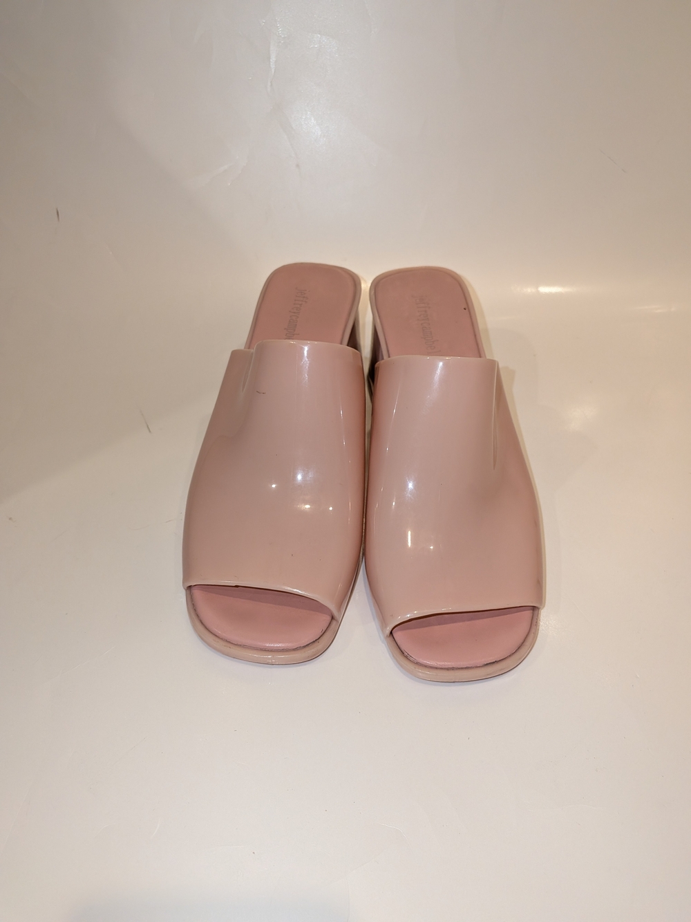 Jeffrey Campbell Pink Jelly Slide Mule Block Heel Sandals Size 10